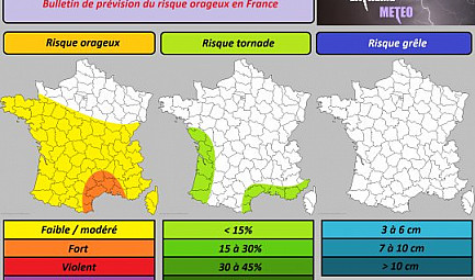 Risque orageux du mercredi 11 avril 2018