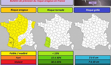 Risque orageux du vendredi 13 avril 2018