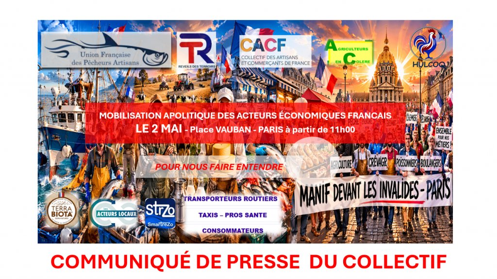 Collectif des Acteurs Locaux Français - MOBILISATION NATIONALE DU 02 MAI 2026 Place de Vauban – PARIS 75007 à partir de 11h00