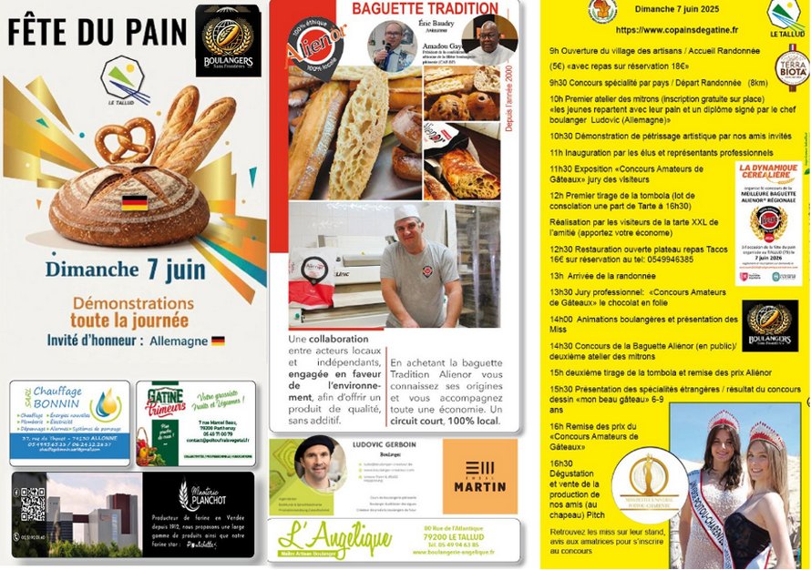 Acteurs Locaux de Le Tallud - RDV à la Fête du Pain le 7 juin 2026 du Tallud (79)