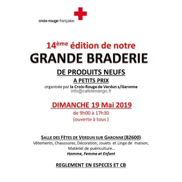 La grande braderie de la Croix-Rouge de Verdun-sur-Garonne le dimanche 19 Mai 2019. Ouverte à Tous