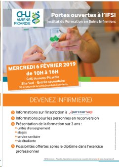 Découvrir le métier d’infirmier : Journée portes-ouvertes à l’IFSI du CHU d’Amiens  Le mercredi 6 février 2019