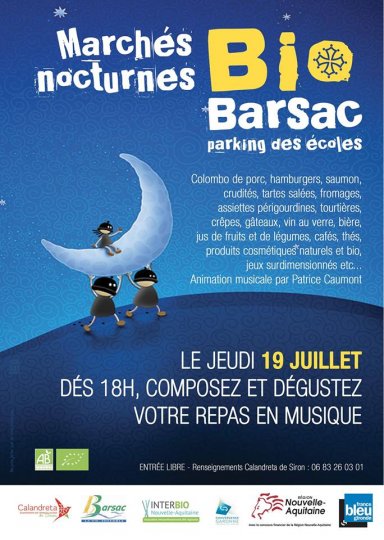 Barsac (33) : 6 è marché nocturne Bio de Barsac organisé par la calandreta de Siron  