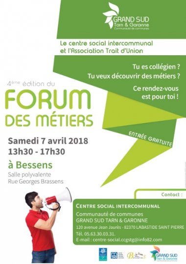 CC Grand Sud Tarn-et-Garonne : 4ème édition du Forum des Métiers : le 07 avril à Bessens