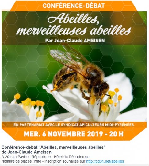 Conférence-débat Le monde des abeilles, vu par Jean-Claude Ameisen Mercredi 6 novembre - Hôtel du Département de la Haute Garonne @HauteGaronne