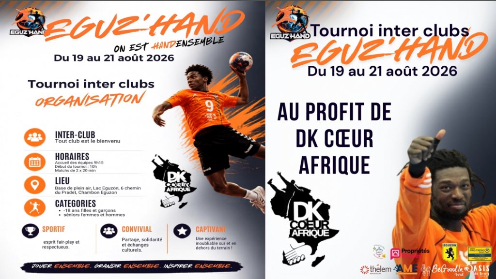 Acteurs Locaux d'Eguzon - EGUZ'HAND avec Daouda Karaboué, le RDV que les HandBalleurs ne peuvent pas manquer du 16 au 21 aout 2026