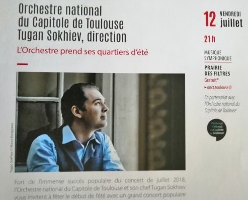 Festival Toulouse d'été. Vendredi 12 Juillet. 21H. Prairie des filtres. Orchestre National du Capitole de Toulouse. CONCERT GRATUIT. @Toulouse