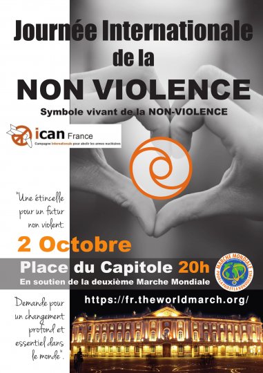 Journée INTERNATIONALE de la NON VIOLENCE. TOULOUSE. 2 Octobre 2019. ATTENTION! 