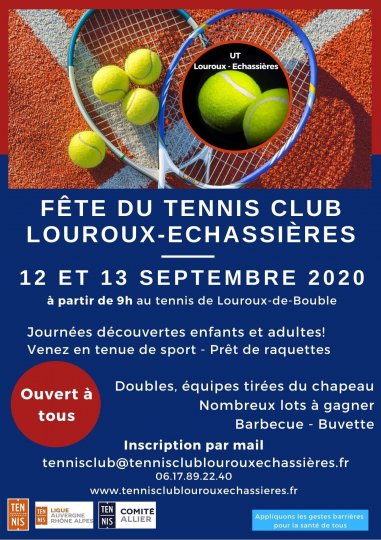 Fête du Tennis Club Louroux-Echassières les 12 et 13 septembre