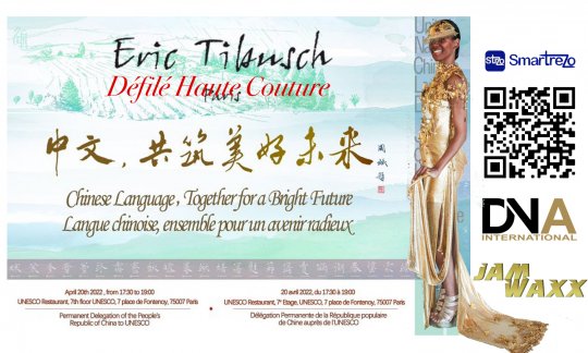 Partenaire Défilé et Editorial - QCEGMAG  présente  Eric TIBUSH Défilé Haute couture à la Journée de la langue chinoise 2022 des Nations Unies (ONU)