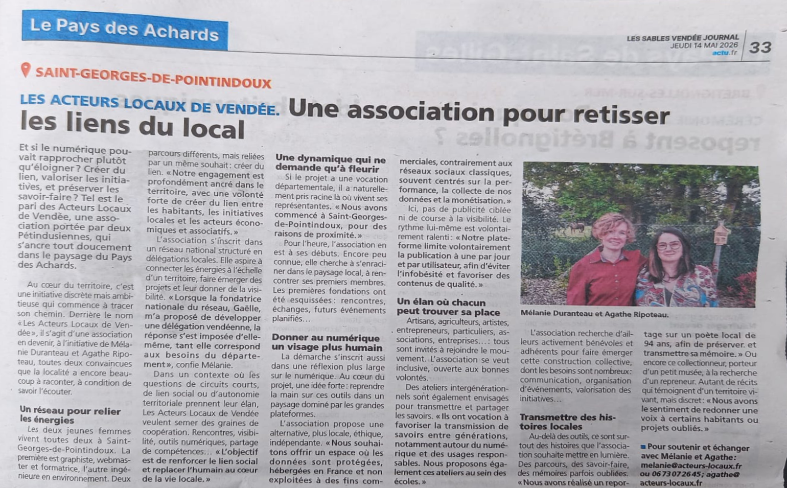 article Les Acteurs Locaux de Vendée