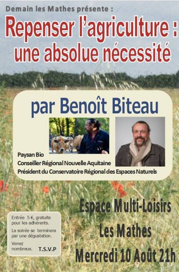 Conférence DLM :  Repenser l’agriculture : une absolue nécessité  par Benoît BITEAU