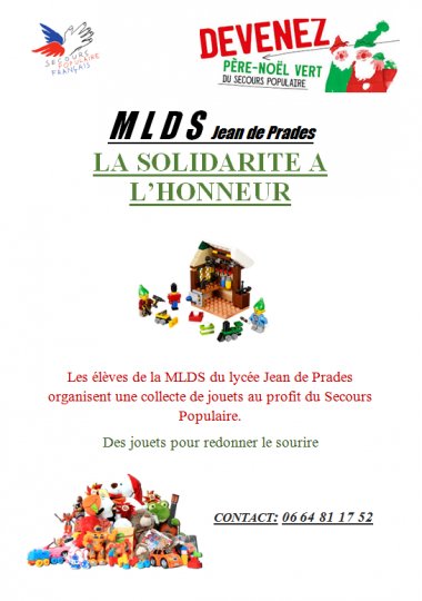  La M.L.D.S du lycée Jean de Prades : la solidarité à l'honneur.