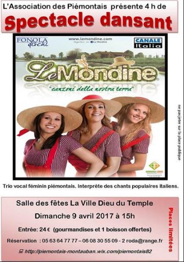 l'association des Piémontais de Montauban vous invite à son Spectacle Dansant le 9 avril 