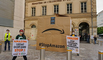 Contre l'expansion d'Amazon : ANV-COP21, Attac, Amis de la Terre et Action Climat Paris se mobilisent @amisd..