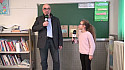 Patrice Garrigues, Conseiller Régional au micro des Jeunes Reporters de l'école George Sand à Montauban.