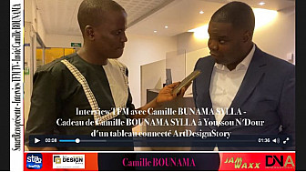 Tv Locale Paris - Interview TFM avec Camille BUNAMA SYLLA - Cadeau de Camille BOUNAMA SYLLA à Youssou N'Dour d'un tableau connecté ArtDesignStory