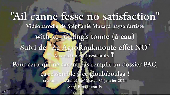 "Ail canne fesse no satisfaction" et "Ze agroroukmoute effet No" vidéoparodies de Stéphanie Muzard