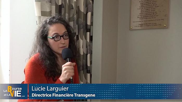 "Didier Testot Fondateur de LA BOURSE ET LA VIE TV" avec Lucie Larguier Directrice Financière Transgene :"La stratégie reste aussi focalisée sur les données".