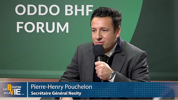 "Didier Testot Fondateur de LA BOURSE ET LA VIE TV" avec Pierre-Henry Pouchelon Secrétaire Général Nexity : "Nexity s'est transformé et a allégé son bilan".