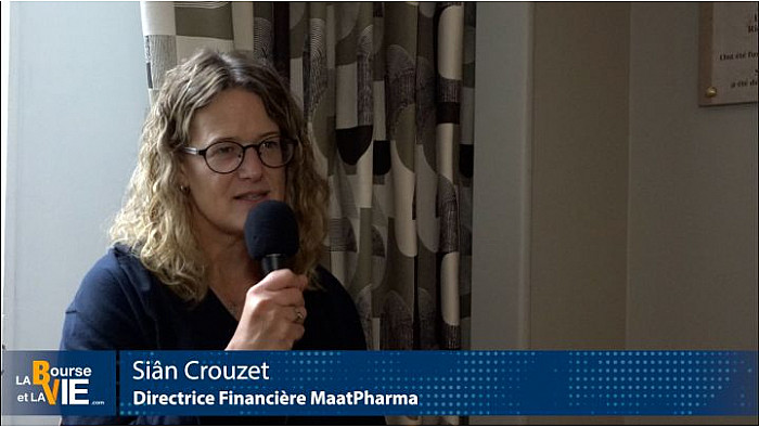 "Didier Testot Fondateur de LA BOURSE ET LA VIE TV" avec Siân Crouzet Directrice Financière Maat Pharma : "On est actif en terme de partenariats en Europe ou aux Etats-Unis"