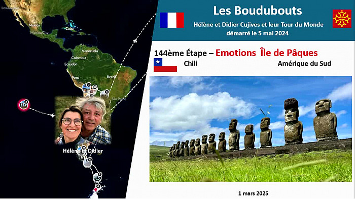 Acteurs-Locaux "Les Boudubouts" CHILI -  Émotions pour Didier et Hélène en arrivant sur l'Île de Pâques