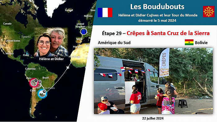 Acteurs-Locaux Paulhac "Les Boudubouts" 29ème étape en BOLIVIE -  Crêpes à vendre à Santa Cruz