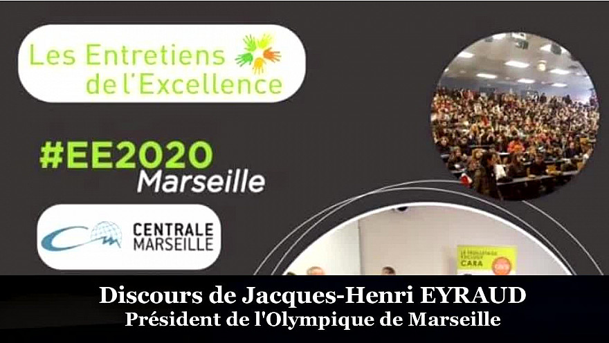 Jacques-Henri Eyraud Président de l'Olympique de Marseille parrain 2020 des Entretiens de l'Excellence s'adressait aux 300 jeunes présents à cette édition 2020 à Marseille @jheyraud @ChenvaTieu @OM_Officiel @Les_EE @MichaGUERIN