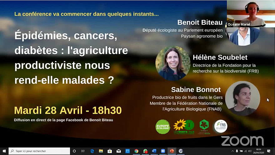COVID-19 : Conférence du Député Européen Benoît Biteau avec Hélène Soubelet @FRBiodiv et Sabine Bonnot @fnab_bio 'L'Agriculture productiviste nous rend-elle malades ?' @BenoitBiteau @euroecolos