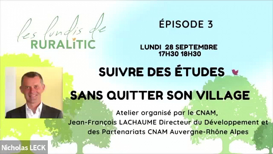 Les Lundis de RURALITIC : séance sur la Formation à Distance animée par Jean-François