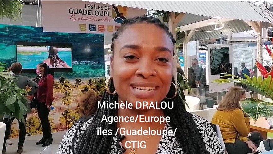 '1 MINUTE,1 ILE' Michèle DRALOU responsable Europe des îles de Guadeloupe au salon du tourisme IFTM Top Resa 2021 à Paris.