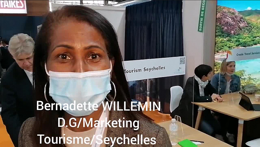'1 MINUTE, 1 ILE' Bernadette WILLEMIN DG marketing du tourisme des Seychelles au salon IFTM Top Resa 2021 à Paris !