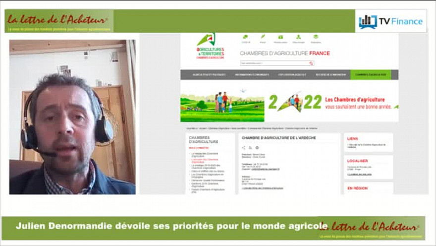 Tv Locale Paris : Benoit claret  président de la Chambre d'Agriculture de l'Ardèche « 2022, une année pour relever tous les défis »